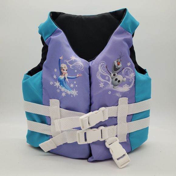 1 SwimWays Kid’s Life Jacket Disney Frozen Elsa Olaf Child 30-50 lbs Purple Blue - Picture 1 of 5